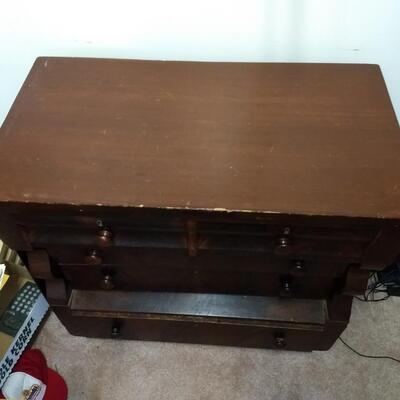 Antique Flame Mahogany Empire Style Two over Three Dresser 