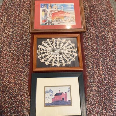 Assorted Framed Prints Lace Doilies