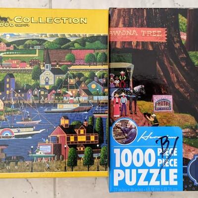 Lot of 2 Hometown Collection 1000 piece puzzles Heronim artist