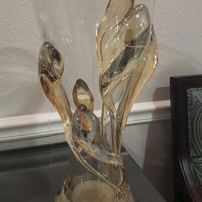 Signed Tamaian Glass Hand Blown Vase By Ion Tamaian