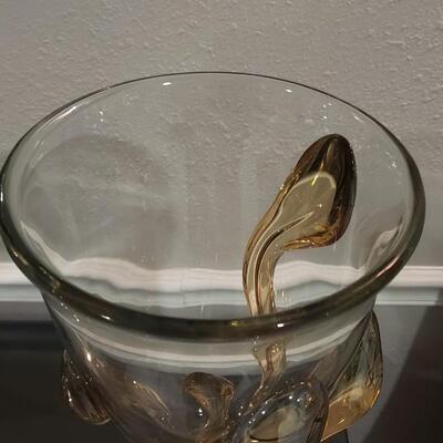 Signed Tamaian Glass Hand Blown Vase By Ion Tamaian