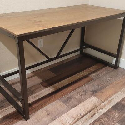 Lot 137: Farmhouse Style Office Desk Wood & Metal by International Furniture Direct 