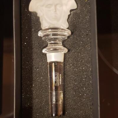 New in Box VERSACE ROSENTHAL Crystal Medusa Head Wine Bottle Stopper