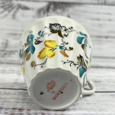Vintage Soviet floral patterned tea cup and plate