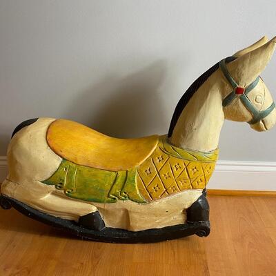Beautiful Hand Carved Wood Childâ€™s Rocking Horse