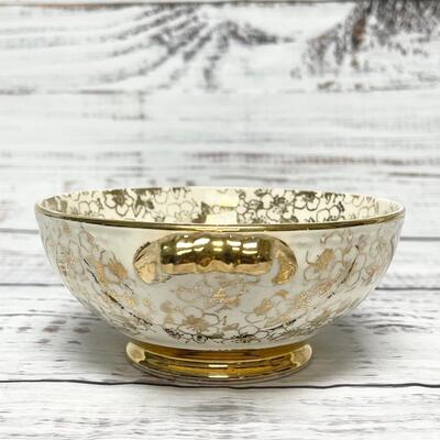 Homer Laughlin Georgian Gold vintage floral printed bowl 