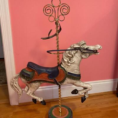 Carousel Metal Horse On A Marble Stand 