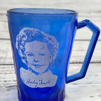 Shirley temple blue glass cup