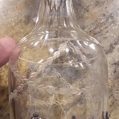 Tiffany Glass Dekanter with Sterling Silver Holder