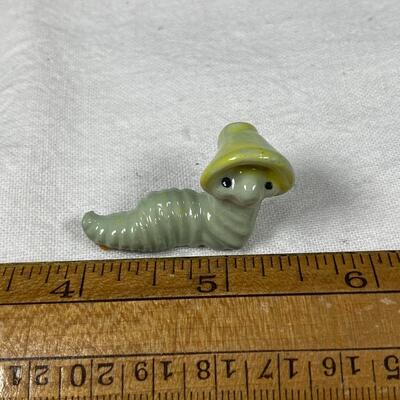 Vintage Hagen Renaker Inch Worm Caterpillar in Bonnet Miniature Figurine