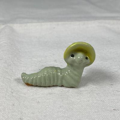 Vintage Hagen Renaker Inch Worm Caterpillar in Bonnet Miniature Figurine