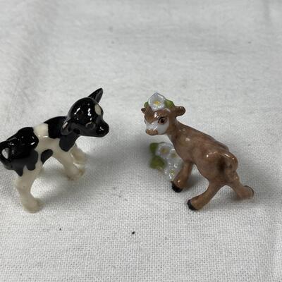 Vintage Hagen Renaker Cow Calf Miniature Figurine Pair 