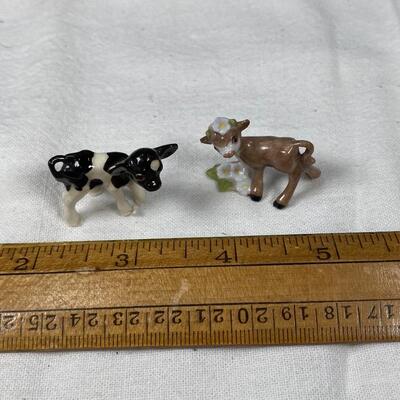Vintage Hagen Renaker Cow Calf Miniature Figurine Pair 