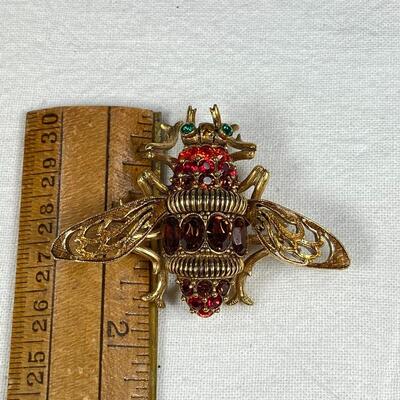 Joan Rivers Rhinestone Bug Beetle Pin Brooch