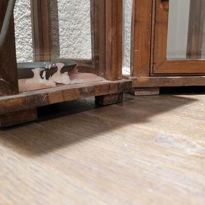 Lot 158: Vintage Wood & Glass Lantern Set