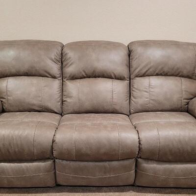 Lot 159: Leather Power Recliner Couch