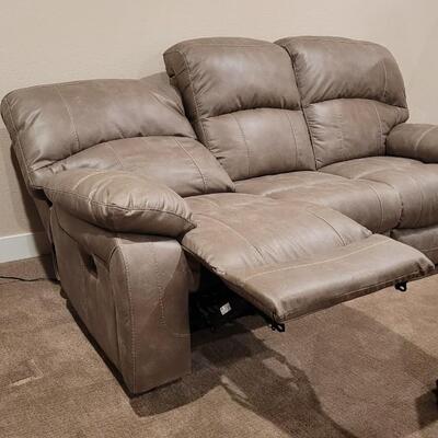 Lot 159: Leather Power Recliner Couch