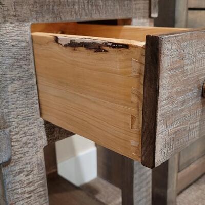Lot 164: Rustic Farmhouse Style Side Table w/ Drawer