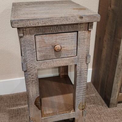 Lot 164: Rustic Farmhouse Style Side Table w/ Drawer