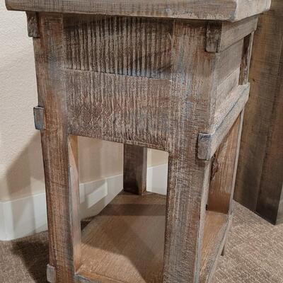 Lot 164: Rustic Farmhouse Style Side Table w/ Drawer