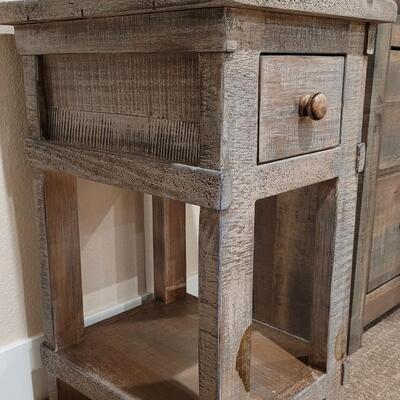 Lot 164: Rustic Farmhouse Style Side Table w/ Drawer