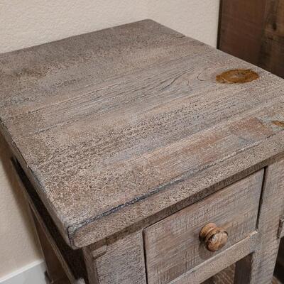 Lot 164: Rustic Farmhouse Style Side Table w/ Drawer