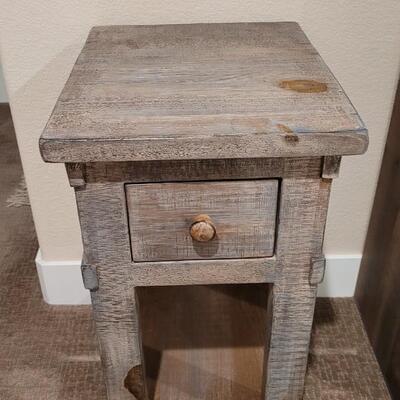Lot 164: Rustic Farmhouse Style Side Table w/ Drawer