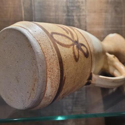 Lot 165: 11" Tall Pottery Pitcher with Handle 