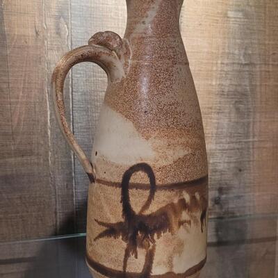 Lot 165: 11" Tall Pottery Pitcher with Handle 