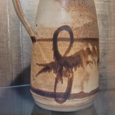 Lot 165: 11" Tall Pottery Pitcher with Handle 