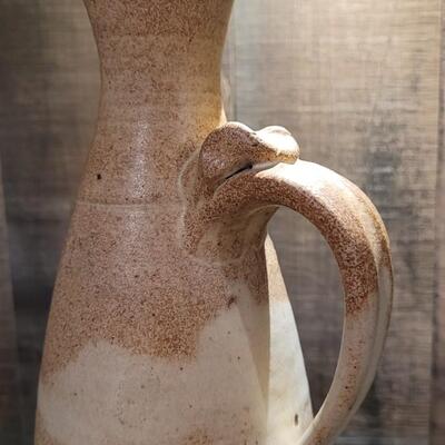Lot 165: 11" Tall Pottery Pitcher with Handle 