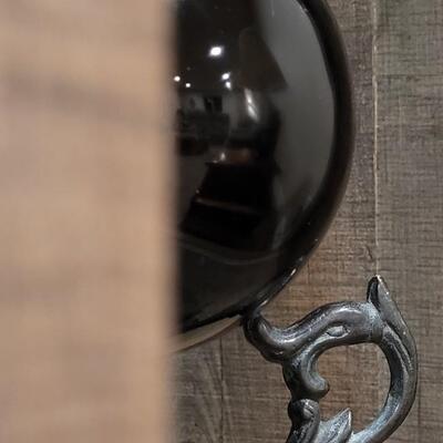 Lot 166: Black Crystal Gazing Ball with Stand 