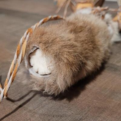 Lot 167: Leather Wrapped Antler with Fur and BEAD Accents Shaker RattleRattler
