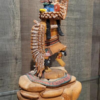 Lot 169: ED TEWANEMA Hand Carved "Kwahu - Eagle Dancer"Kachina Signed