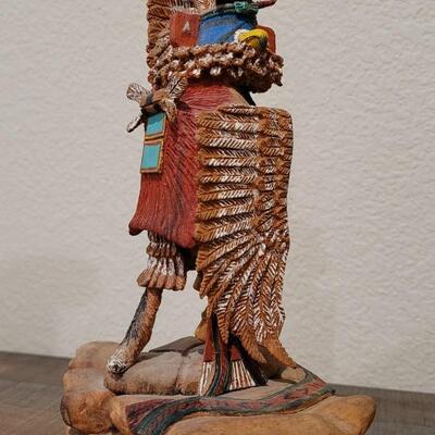 Lot 169: ED TEWANEMA Hand Carved "Kwahu - Eagle Dancer"Kachina Signed