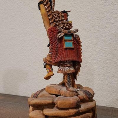 Lot 169: ED TEWANEMA Hand Carved "Kwahu - Eagle Dancer"Kachina Signed