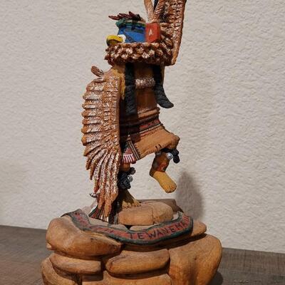 Lot 169: ED TEWANEMA Hand Carved "Kwahu - Eagle Dancer"Kachina Signed