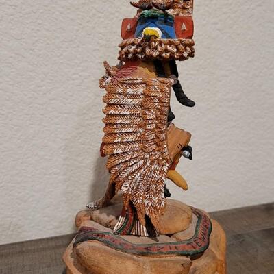 Lot 169: ED TEWANEMA Hand Carved "Kwahu - Eagle Dancer"Kachina Signed
