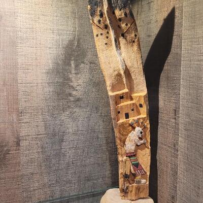 Lot 172: Hand Carved Native American Scene 