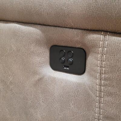 Lot 175: Leather Dual Power Reclining Loveseat w/ Storage and USB Power 