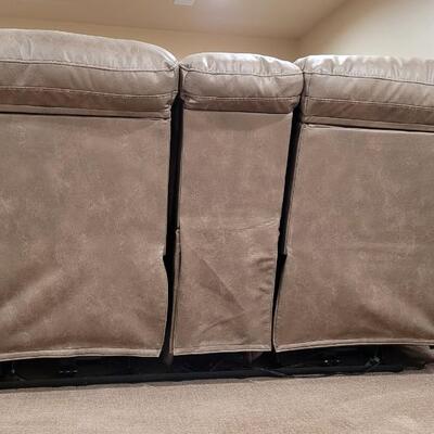 Lot 175: Leather Dual Power Reclining Loveseat w/ Storage and USB Power 