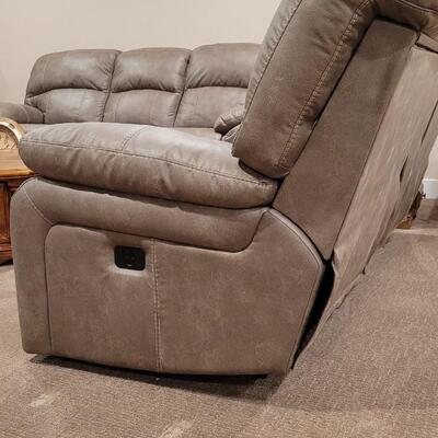 Lot 175: Leather Dual Power Reclining Loveseat w/ Storage and USB Power 