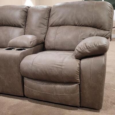 Lot 175: Leather Dual Power Reclining Loveseat w/ Storage and USB Power 