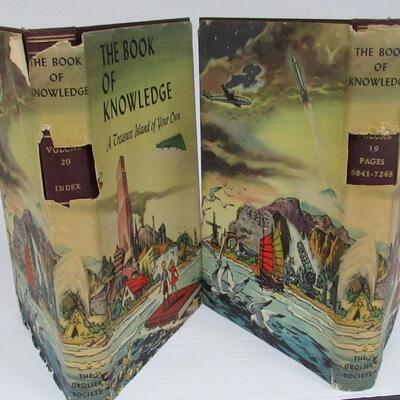 20 Volume Set of 1950 Book of Knowledge Encyclopedias With Super Graphics on the Dust Jackets 