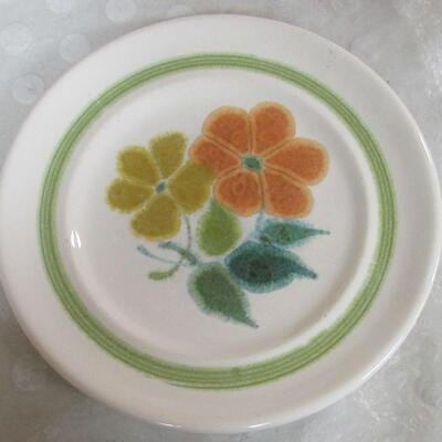 4 Vintage Fransican Floral Earthenware Small Plates, One is marked, 3 are not. 