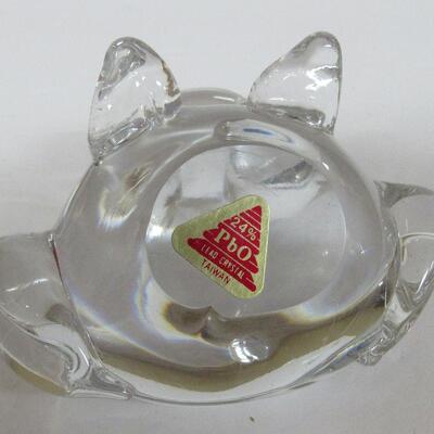 Small Clear Glass Frog Figurine, Lead Crystal, Taiwan