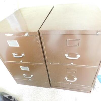 Pair of Vintage Double Drawer Filing Cabinets