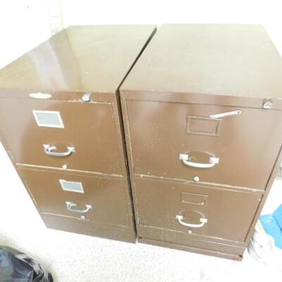 Pair of Vintage Double Drawer Filing Cabinets