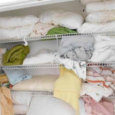 Large Closet Full of Bedding and Linens 