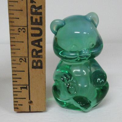 Vintage Fenton Glass Bear Green Opalescent
